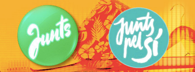 Logotipo veraniego de la cadena pública y, a la derecha, el logotipo de la candidatura unitaria independentista