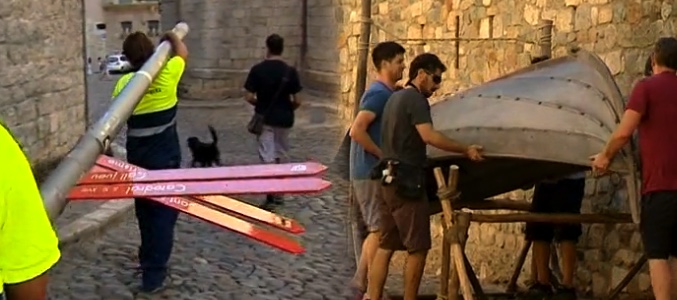 Imágenes del acondicionamiento de la ciudad para el rodaje