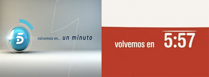 Cortinillas con las que Telecinco y Cuatro dan paso a sus bloques publicitarios