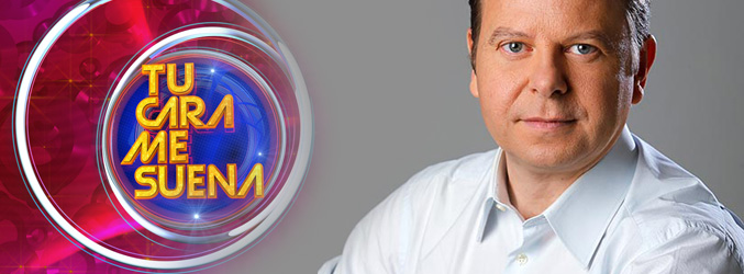 Tinet Rubira junto al logotipo estrenado por la cuarta edición de 'Tu cara me suena'
