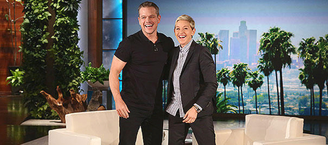 Matt Damon y Ellen DeGeneres en su programa