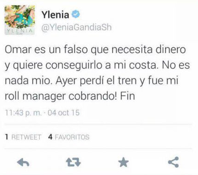 Tweet de Ylenia