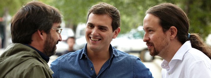 Jordi Évole con Albert Rivera y Pablo Iglesias en el arranque de la nueva temporada