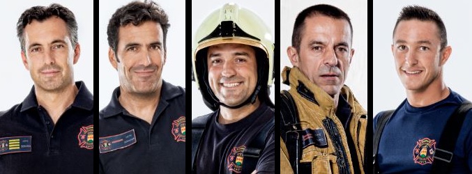 Los bomberos Carlos, "Novi", Aranda, Torralba y Jesús