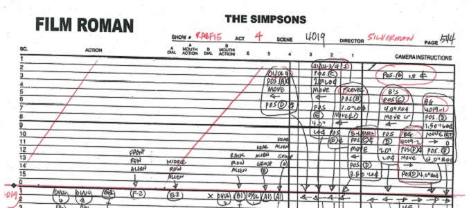 Ejemplo del trabajo que se hace en la fase de "temporización" de 'Los Simpson'.