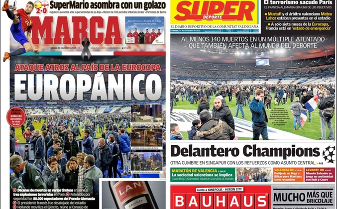 Portadas en España del acto terrorista en París
