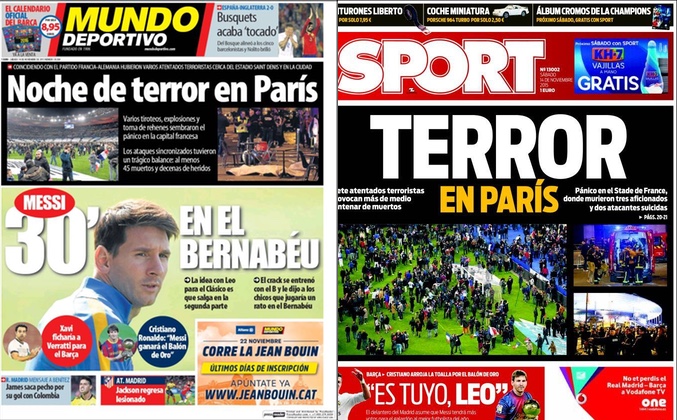 Portadas en España del acto terrorista en París