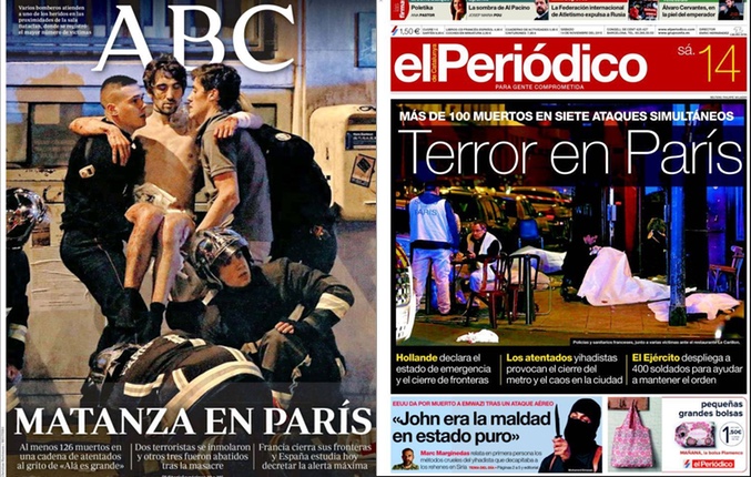 Portadas en España del acto terrorista en París