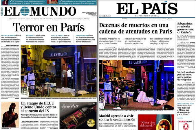 Portadas España acto terrorista en París