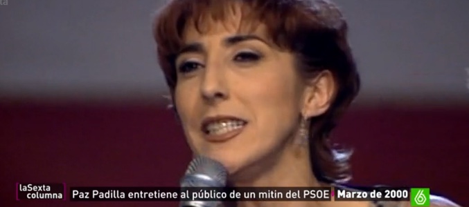 Paz Padilla en su actuación en un mitin del PSOE