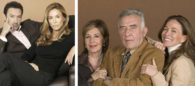 Lydia Bosch con Ginés García Millán (izq) y con Concha Velasco y Fernando Guillén (dch)