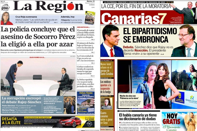 Portada de La Región y de Canarias7