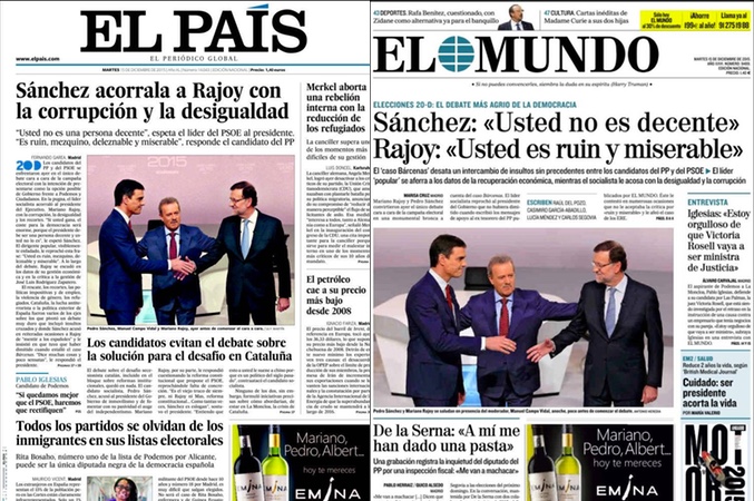 Portada de El País y El Mundo