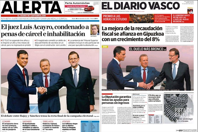 Portada de Alerta y de El diario Vasco