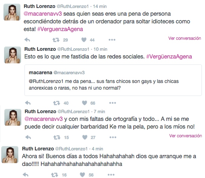 Ruth Lorenzo defiende a sus fans