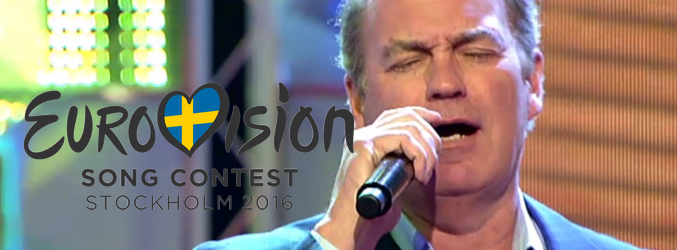 Bertin Osborne cantando y logo Eurovision