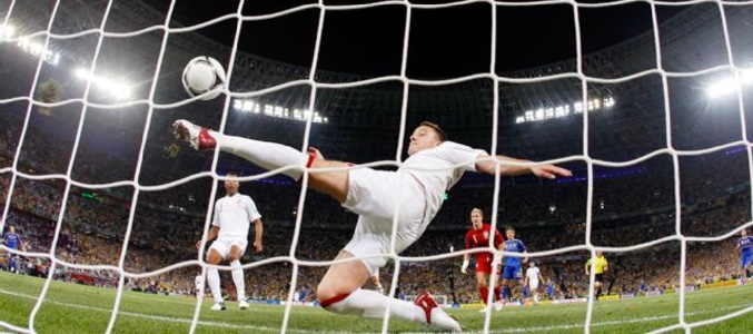 Instantánea tomada durante un partido de fútbol