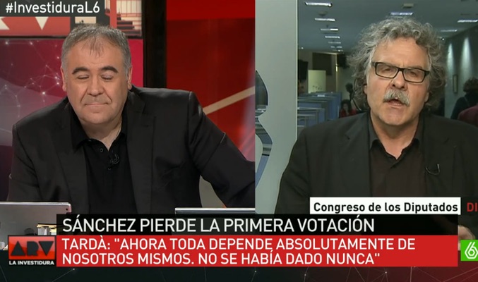 Antonio García Ferreras habla con Joan Tardà, portavoz de ERC en el Congreso
