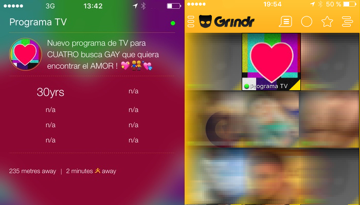 Captura del mensaje publicado en la App de contactos gays