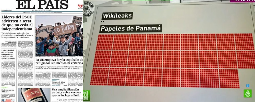 Portada de El País del 4 de abril junto a la infografía de laSexta