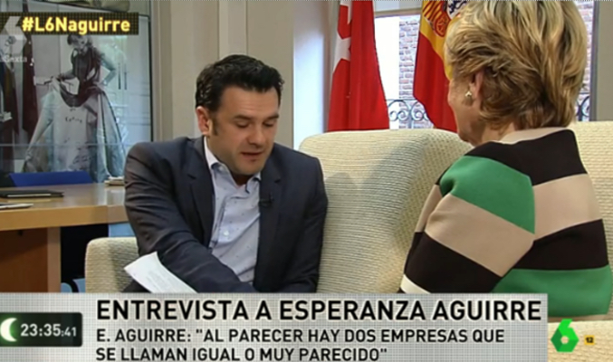 Iñaki López y Esperanza Aguirre en 'La sexta noche'