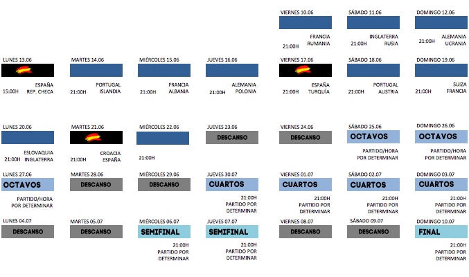 calendario eurocopa 2016