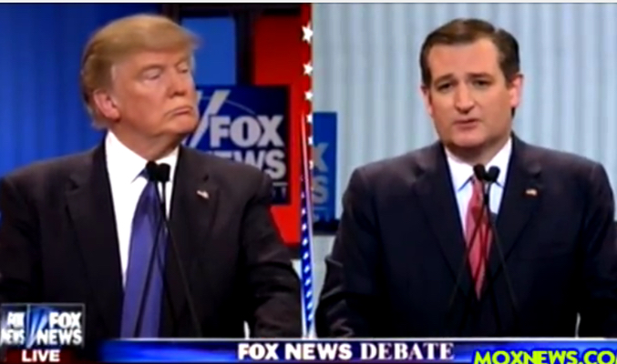 Donald Trump y Ted Cruz en el debate por al candidatura republicana