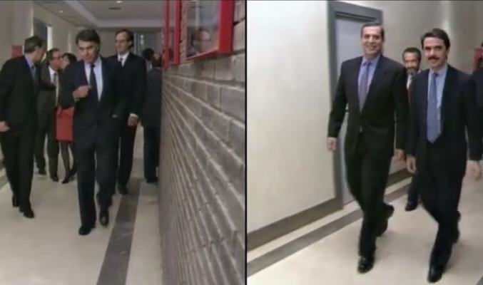 González y Aznar en los pasillos de Antena 3