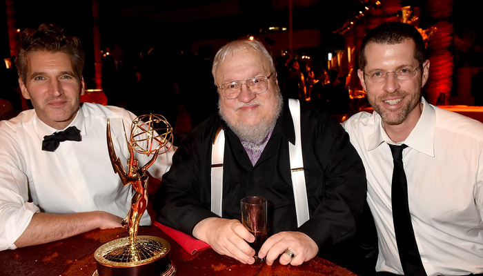 David Benioff y Dan Weiss con George RR Martin