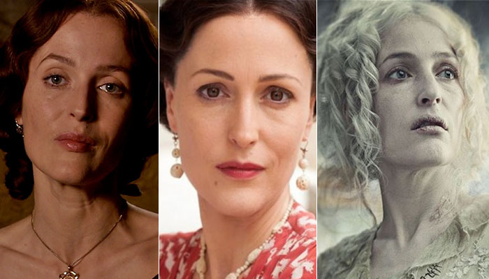 Gillian Anderson en 'Bleak House' (izq), 'Any Human Heart' (cent) y 'Great Expectations' (der)