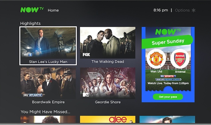 Sky planea el lanzamiento en España de su servicio de streaming Now TV a finales del 2016