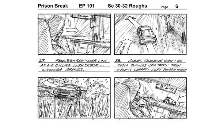 Imagen de parte del storyboard de una de las escenas del primer episodio