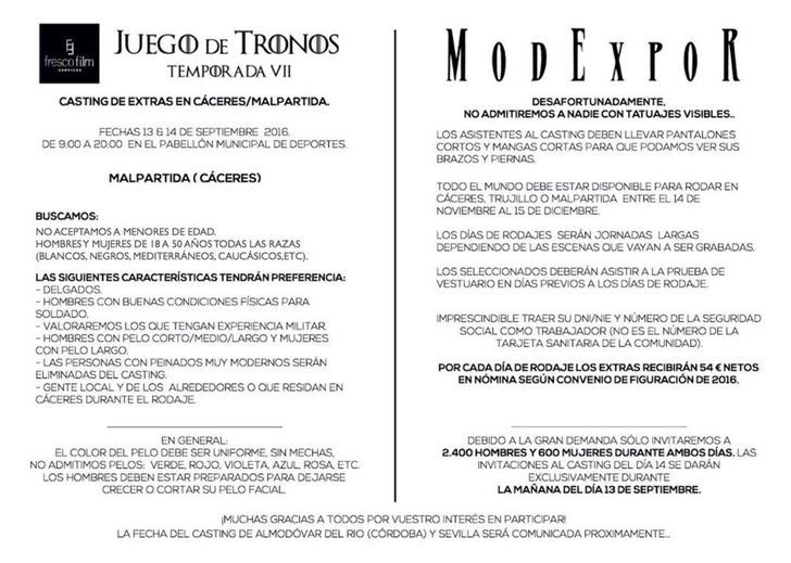 Casting 'Juego de tronos'