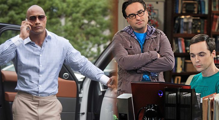 Dwayne Johnson en 'Ballers' y Johnny Galecki y Jim Parsons en 'The big Bang Theory'