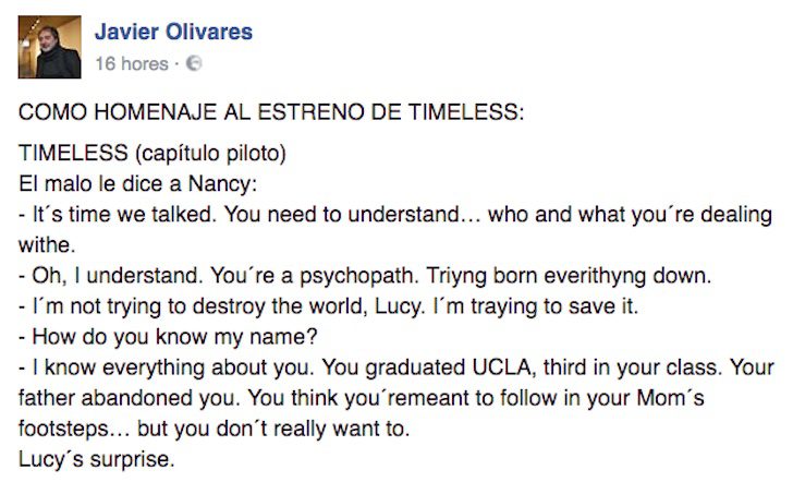 Fragmento de guión de &#39;Timeless&#39;