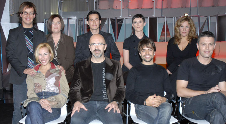 Manu Guix junto a los profesores de 'OT 2008'