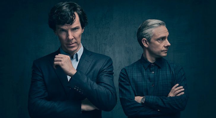 Sherlock (Benedict Cumberbatch) y John (Martin Freeman) en un póster oficial de la cuarta temporada