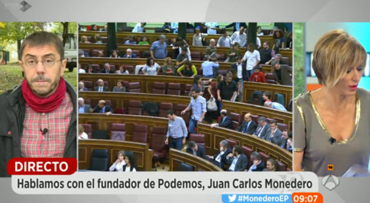 Juan Carlos Monedero habla en directo en 'Espejo público'