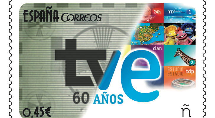 El sello conmemorativo por el 60 aniversario de TVE