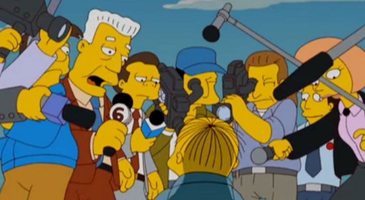 Ralph Wiggum increpado por la prensa en 'Los Simpson'