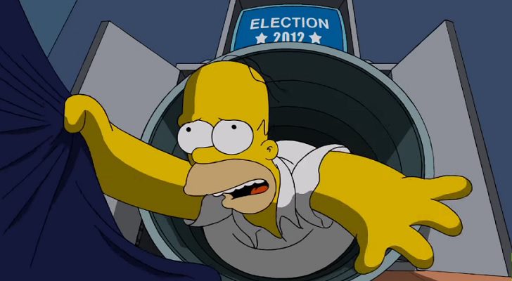 Homer absorbido por la máquina de votación en 'Los Simpson'