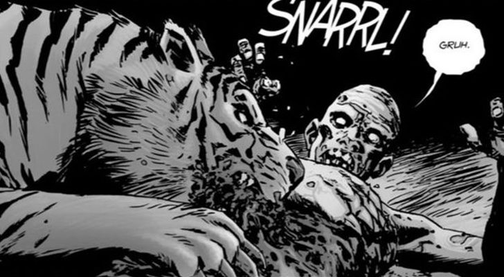 Imagen del cómic cuando Shiva devora a un zombie