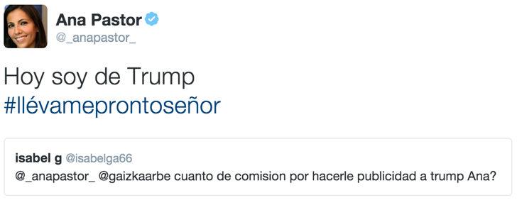 Obviamente, Ana Pastor apoya a Trump