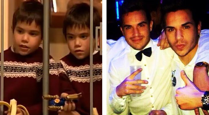 Álex y Guille Gallego como los niños traviesos y en la actualidad