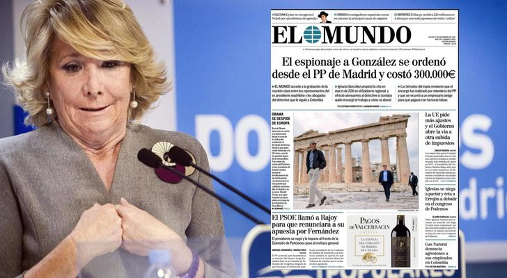 Portada de El Mundo sobre el espionaje ordenado por el PP de Madrid