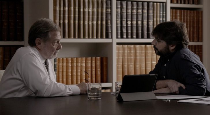 Juan Luis Cebrián y Jordi Évole durante la entrevista