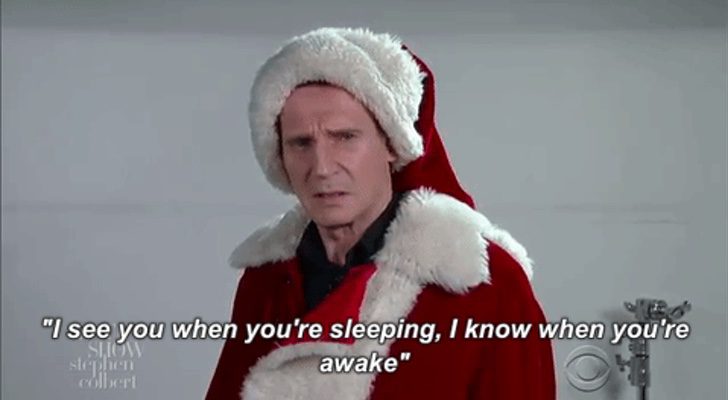 liam neeson santa claus papa noel the late show sketch
