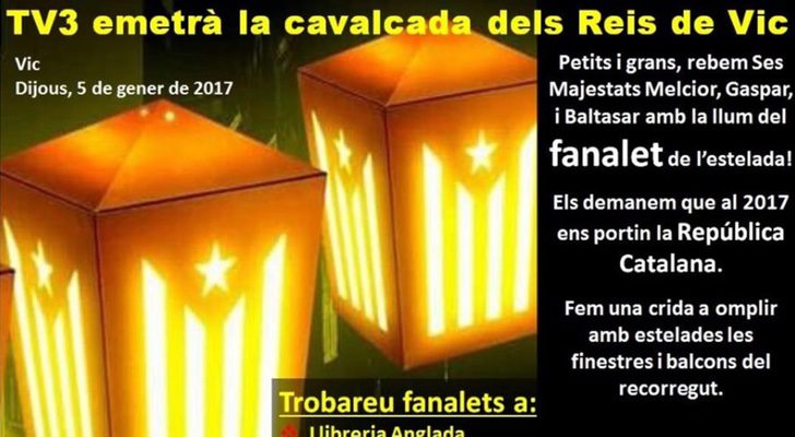 Cartel que invita a utilizar los farolillos independentistas