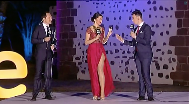 Eloísa González, Elvis Sanfiel y Roberto González en las Campanadas de la Televisión Canaria