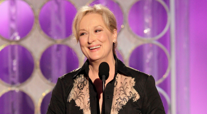 Meryl Streep al recibir su galardón honorífico en los Globos de Oro